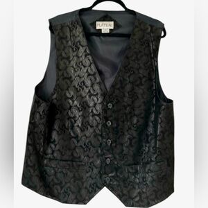 Plateau Black Leather Vintage Vest XL